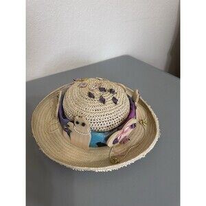 Cat Lovers Straw Embellished Decorated Hat